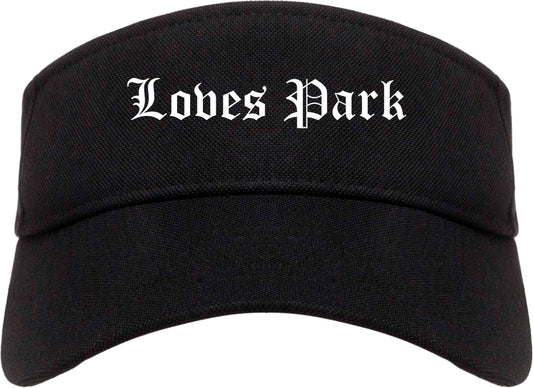 Loves Park Illinois IL Old English Mens Visor Cap Hat Black