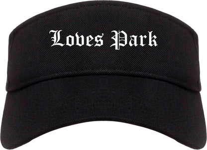 Loves Park Illinois IL Old English Mens Visor Cap Hat Black
