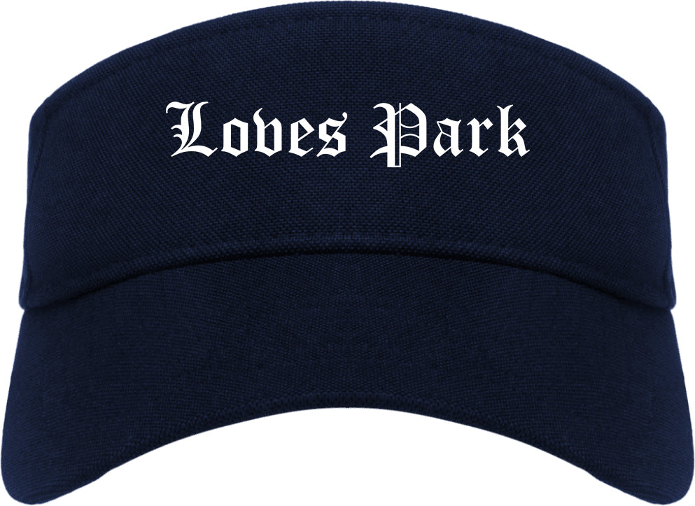 Loves Park Illinois IL Old English Mens Visor Cap Hat Navy Blue