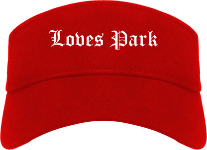 Loves Park Illinois IL Old English Mens Visor Cap Hat Red