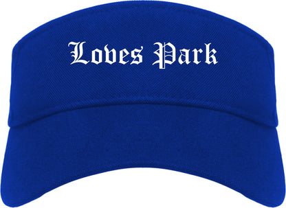 Loves Park Illinois IL Old English Mens Visor Cap Hat Royal Blue