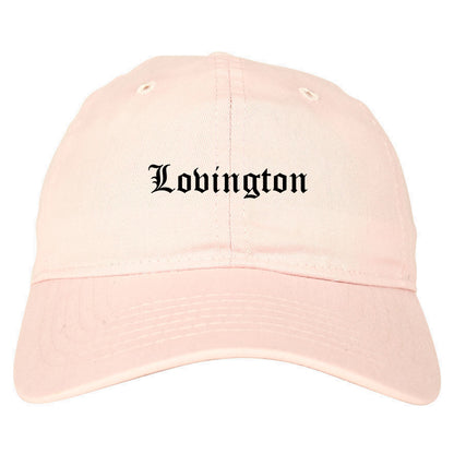 Lovington New Mexico NM Old English Mens Dad Hat Baseball Cap Pink