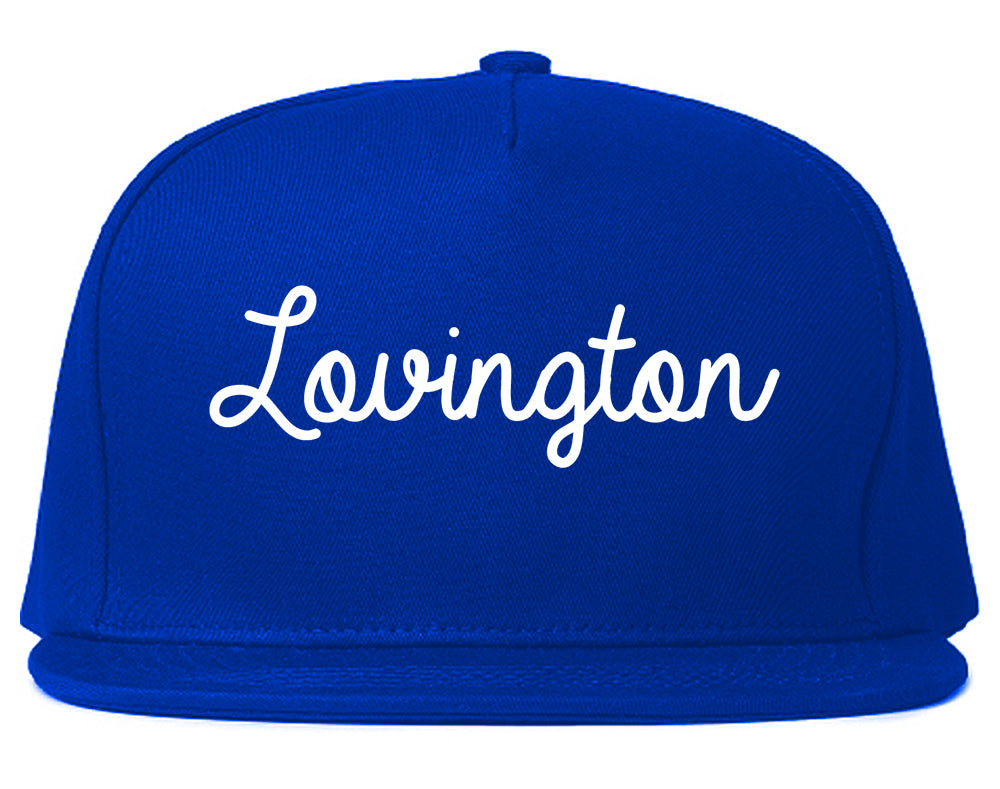 Lovington New Mexico NM Script Mens Snapback Hat Royal Blue