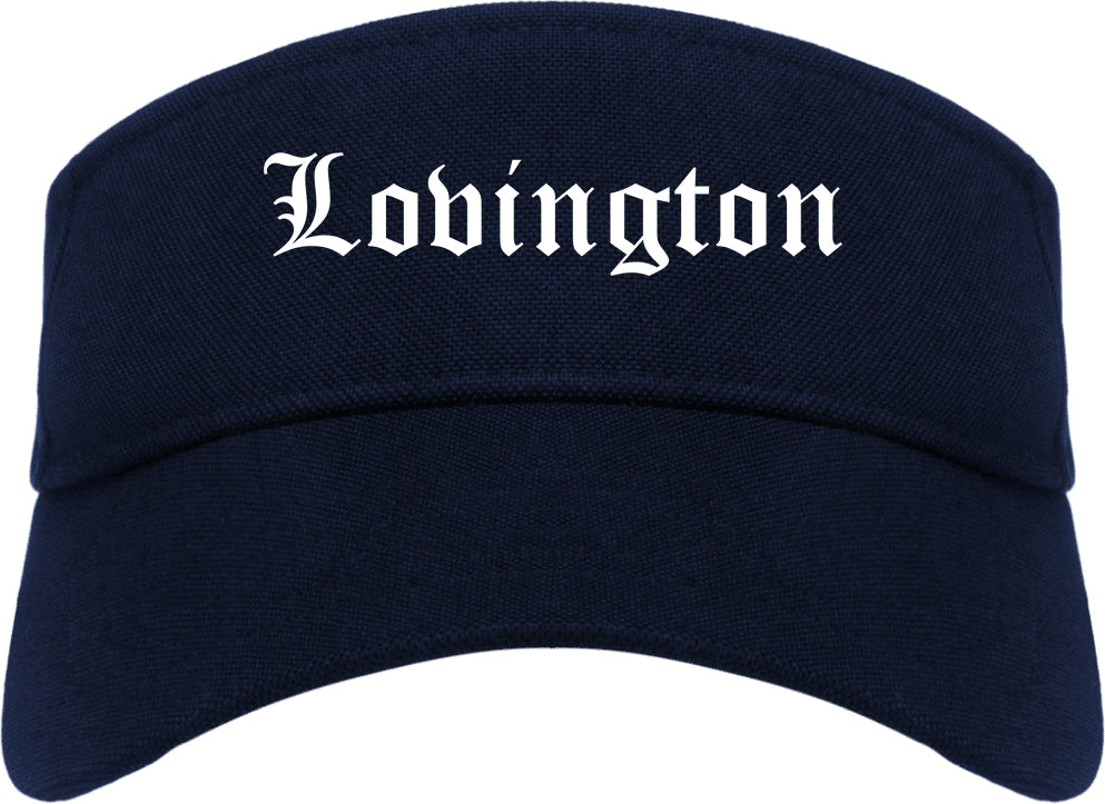 Lovington New Mexico NM Old English Mens Visor Cap Hat Navy Blue