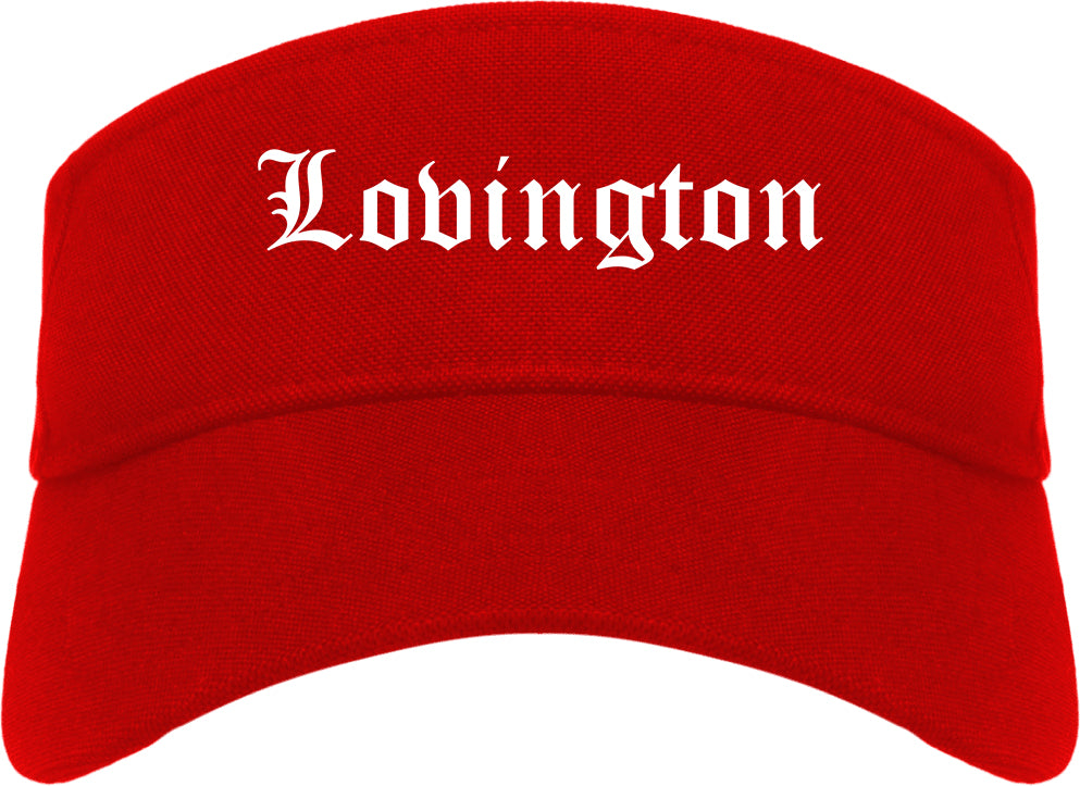 Lovington New Mexico NM Old English Mens Visor Cap Hat Red
