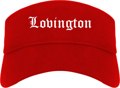 Lovington New Mexico NM Old English Mens Visor Cap Hat Red