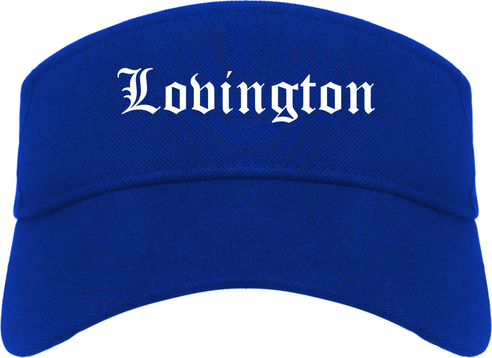 Lovington New Mexico NM Old English Mens Visor Cap Hat Royal Blue