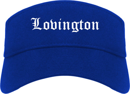 Lovington New Mexico NM Old English Mens Visor Cap Hat Royal Blue