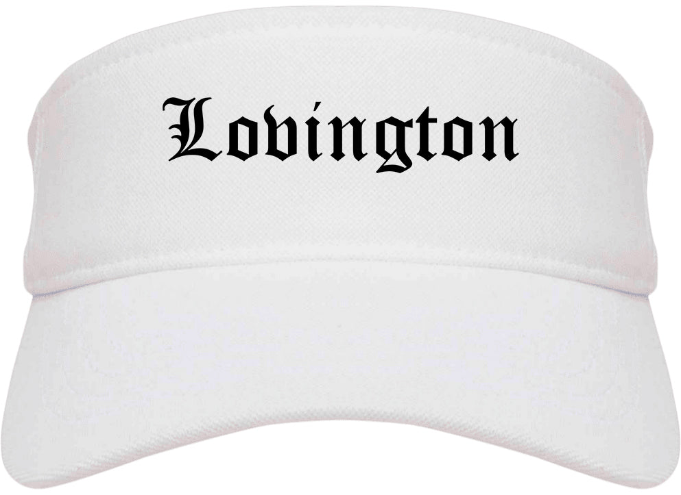 Lovington New Mexico NM Old English Mens Visor Cap Hat White