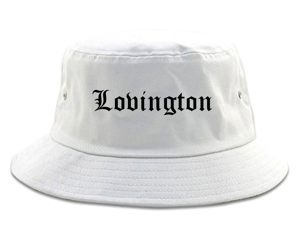 Lovington New Mexico NM Old English Mens Bucket Hat White