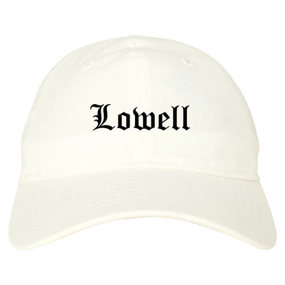 Lowell Arkansas AR Old English Mens Dad Hat Baseball Cap White