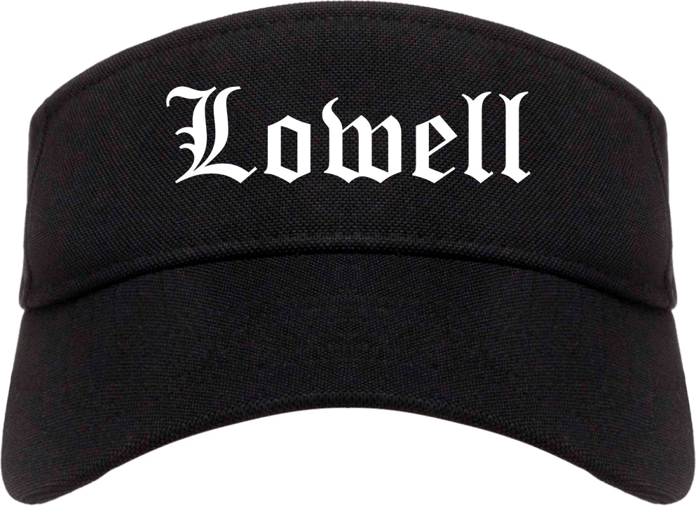 Lowell Arkansas AR Old English Mens Visor Cap Hat Black