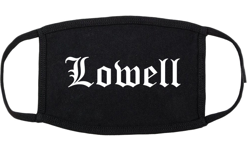 Lowell Indiana IN Old English Cotton Face Mask Black