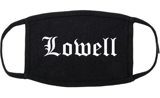 Lowell Indiana IN Old English Cotton Face Mask Black