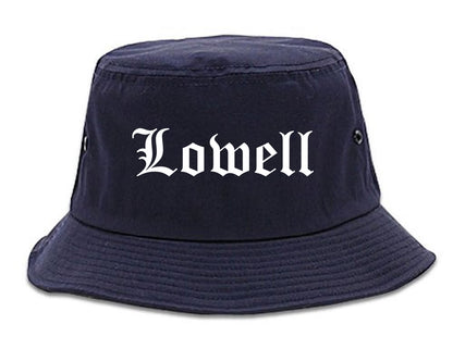 Lowell Indiana IN Old English Mens Bucket Hat Navy Blue