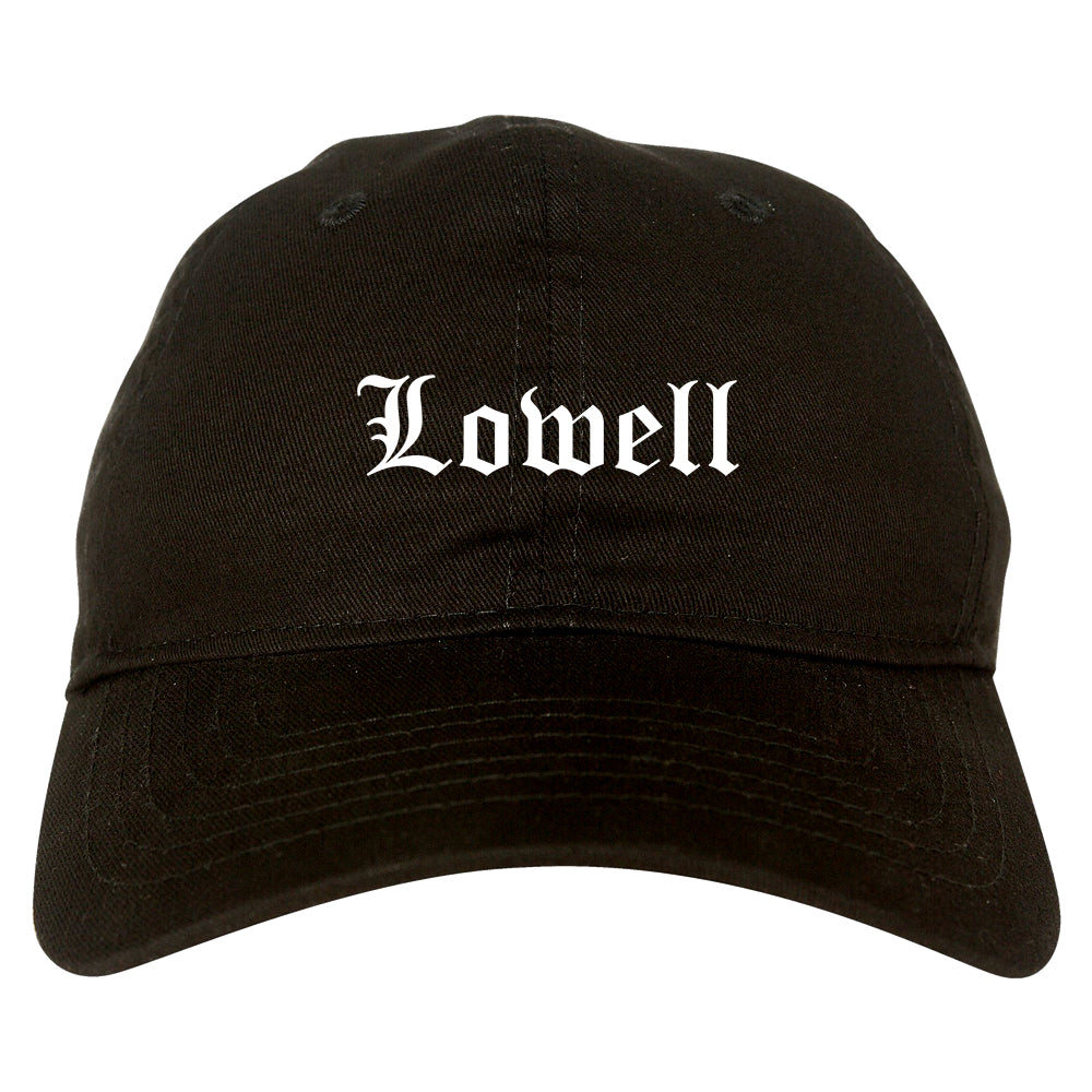Lowell Indiana IN Old English Mens Dad Hat Baseball Cap Black