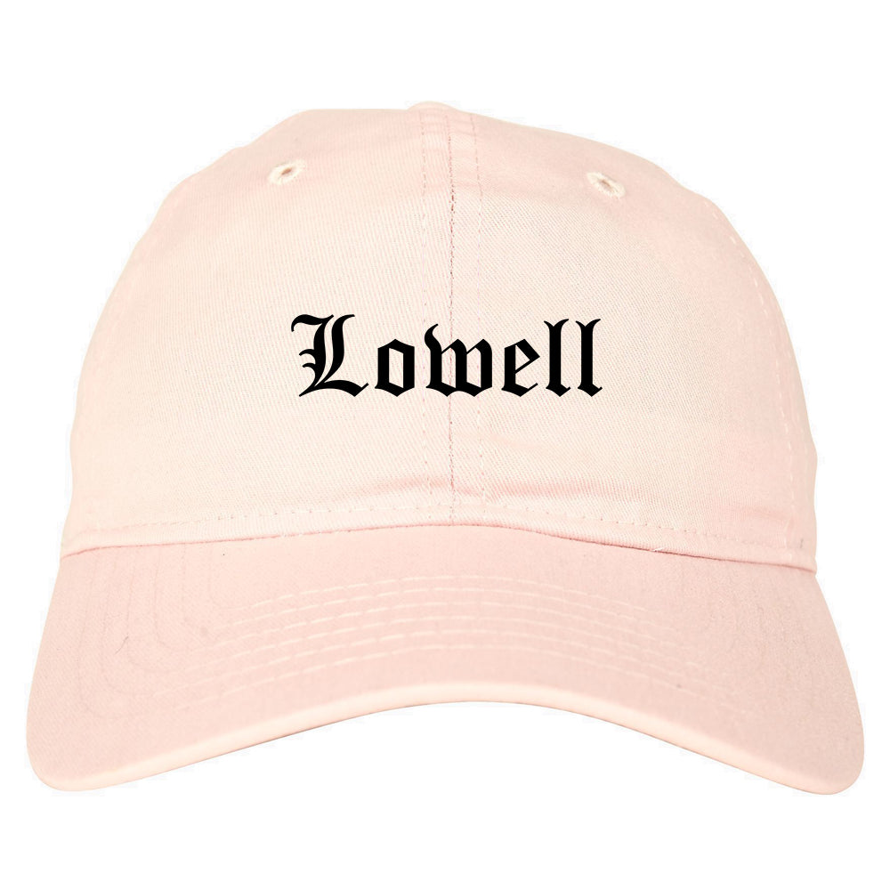 Lowell Indiana IN Old English Mens Dad Hat Baseball Cap Pink