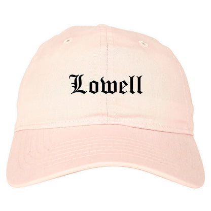 Lowell Indiana IN Old English Mens Dad Hat Baseball Cap Pink