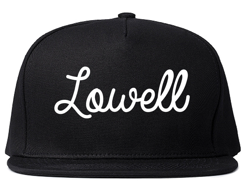Lowell Indiana IN Script Mens Snapback Hat Black