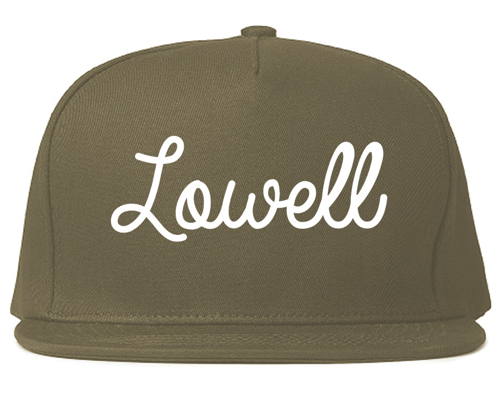 Lowell Indiana IN Script Mens Snapback Hat Grey