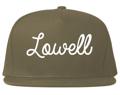 Lowell Indiana IN Script Mens Snapback Hat Grey