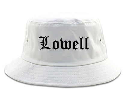 Lowell Indiana IN Old English Mens Bucket Hat White