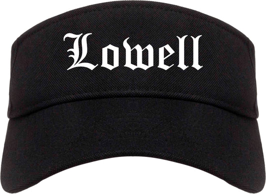 Lowell Massachusetts MA Old English Mens Visor Cap Hat Black