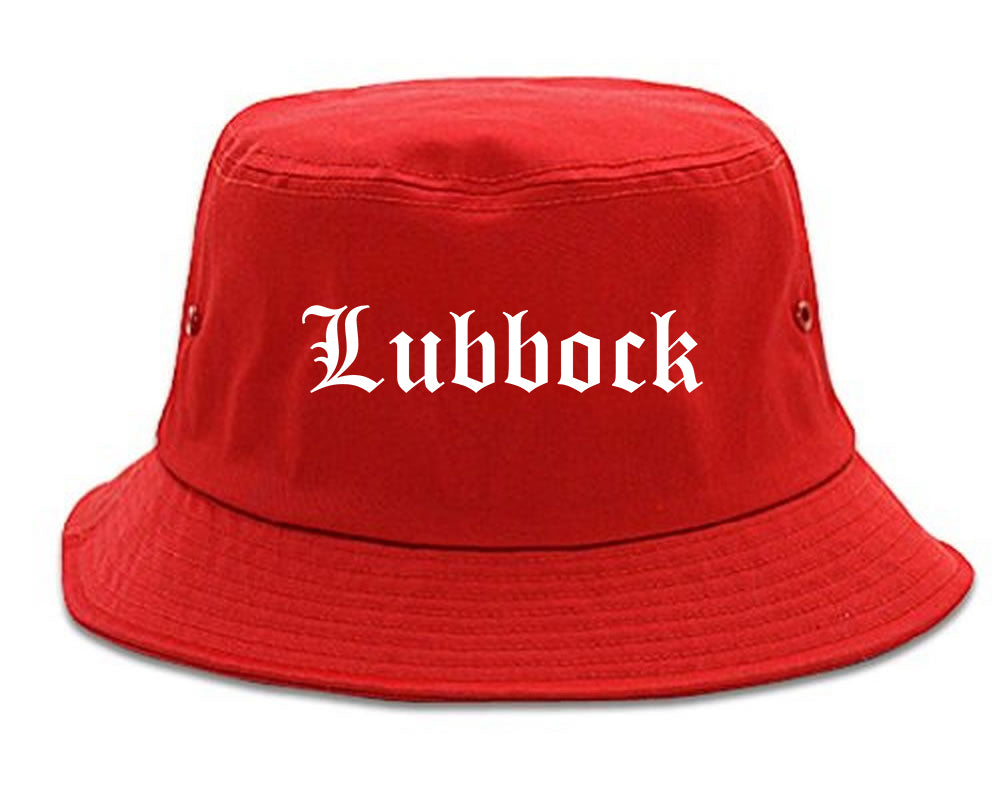 Lubbock Texas TX Old English Mens Bucket Hat Red