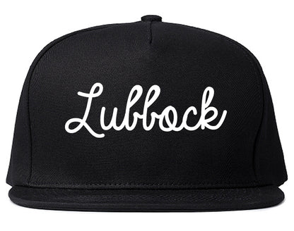 Lubbock Texas TX Script Mens Snapback Hat Black