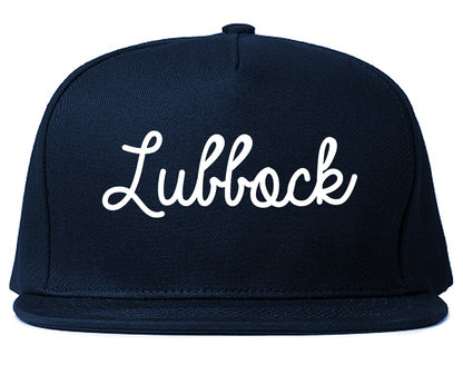 Lubbock Texas TX Script Mens Snapback Hat Navy Blue