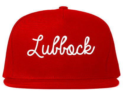 Lubbock Texas TX Script Mens Snapback Hat Red