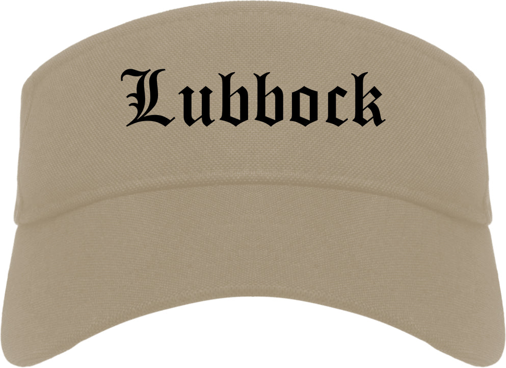 Lubbock Texas TX Old English Mens Visor Cap Hat Khaki