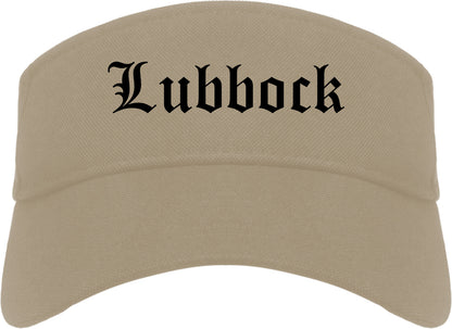 Lubbock Texas TX Old English Mens Visor Cap Hat Khaki