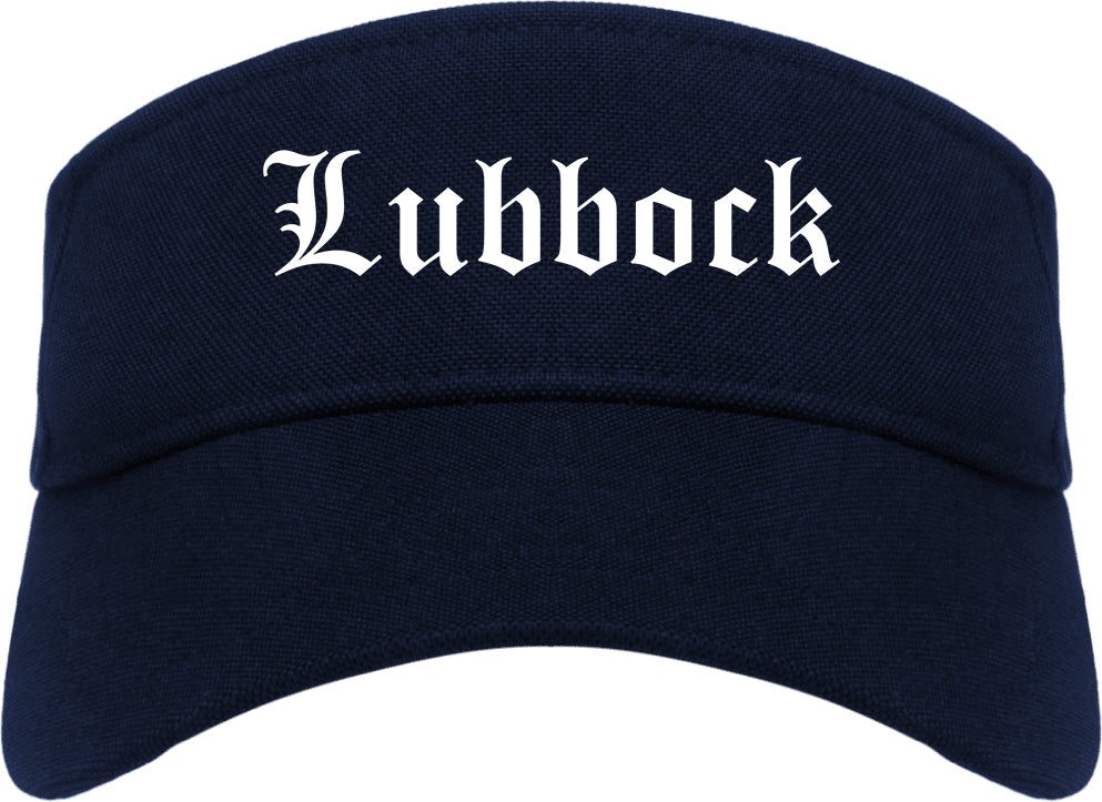 Lubbock Texas TX Old English Mens Visor Cap Hat Navy Blue