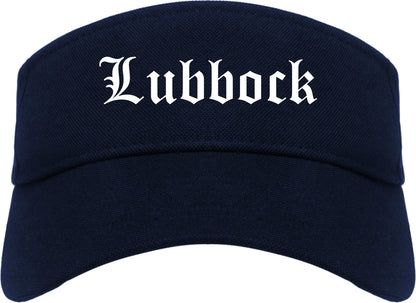 Lubbock Texas TX Old English Mens Visor Cap Hat Navy Blue