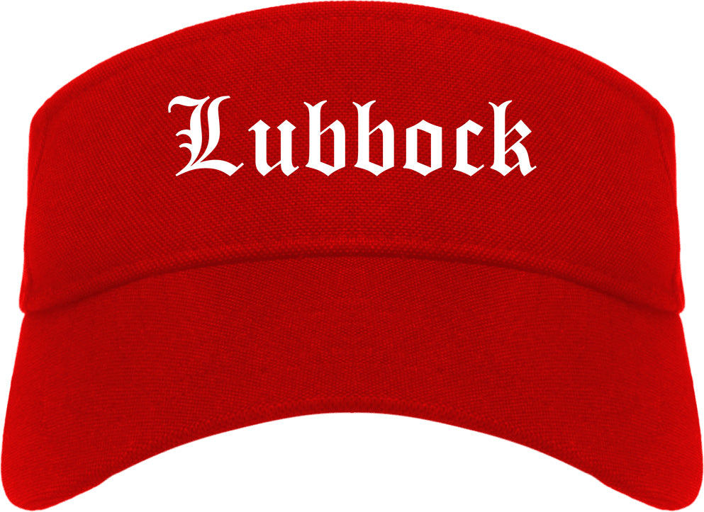 Lubbock Texas TX Old English Mens Visor Cap Hat Red