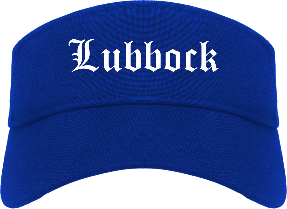 Lubbock Texas TX Old English Mens Visor Cap Hat Royal Blue