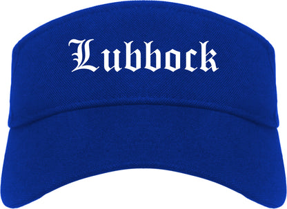 Lubbock Texas TX Old English Mens Visor Cap Hat Royal Blue