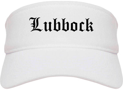 Lubbock Texas TX Old English Mens Visor Cap Hat White
