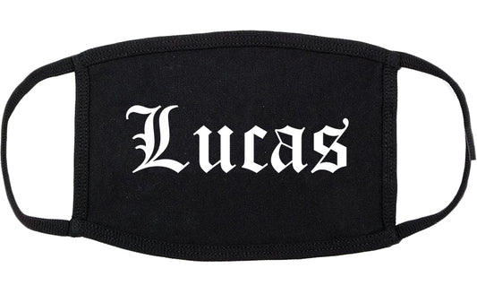 Lucas Texas TX Old English Cotton Face Mask Black