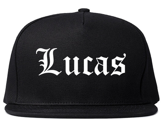 Lucas Texas TX Old English Mens Snapback Hat Black
