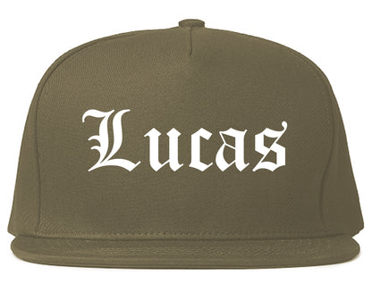 Lucas Texas TX Old English Mens Snapback Hat Grey