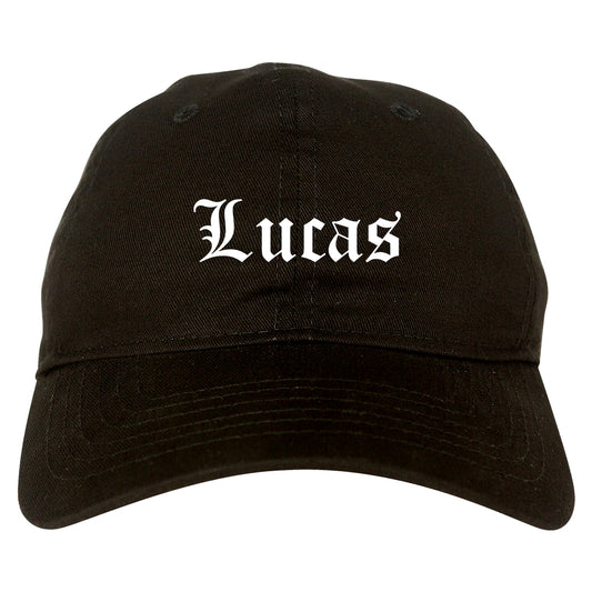 Lucas Texas TX Old English Mens Dad Hat Baseball Cap Black