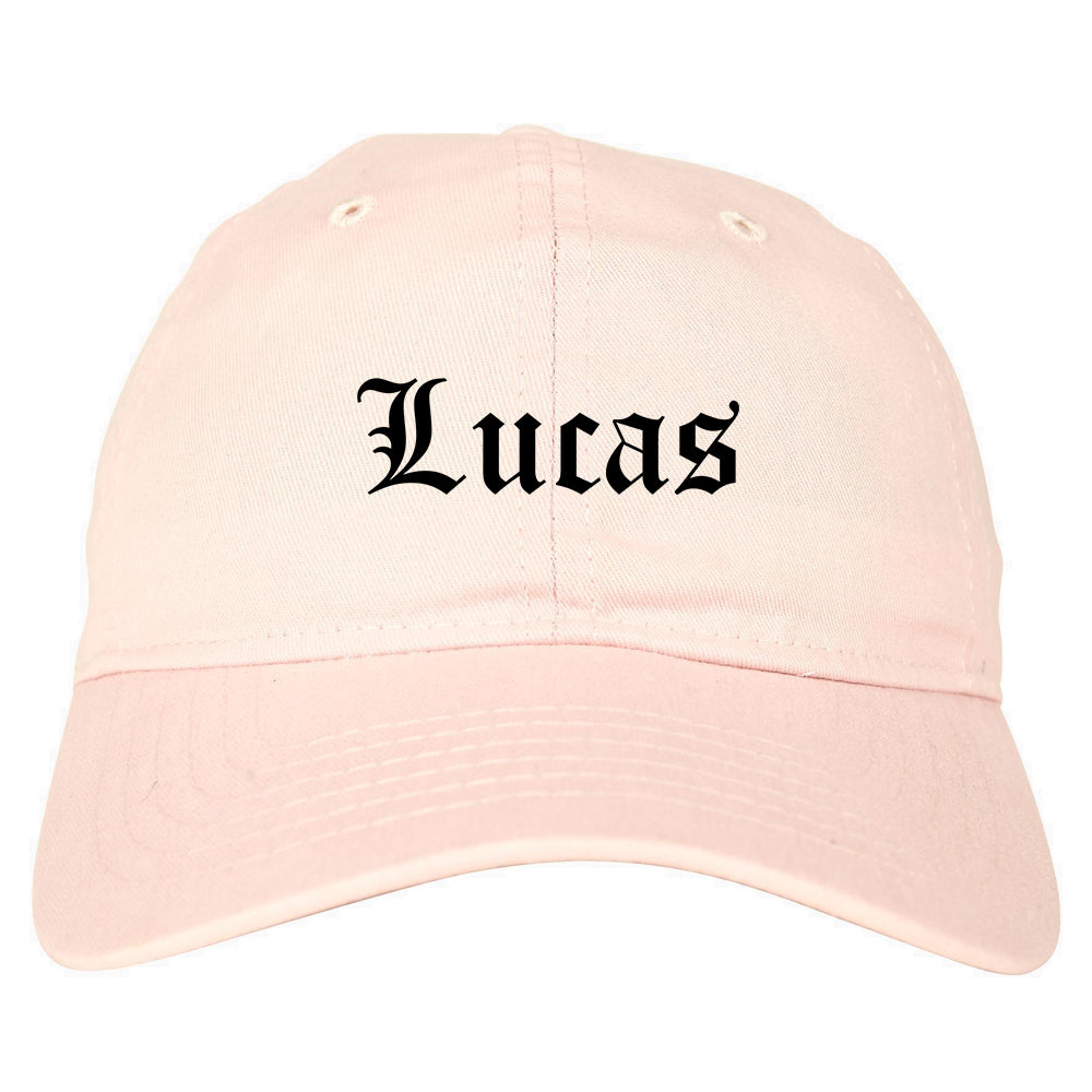 Lucas Texas TX Old English Mens Dad Hat Baseball Cap Pink