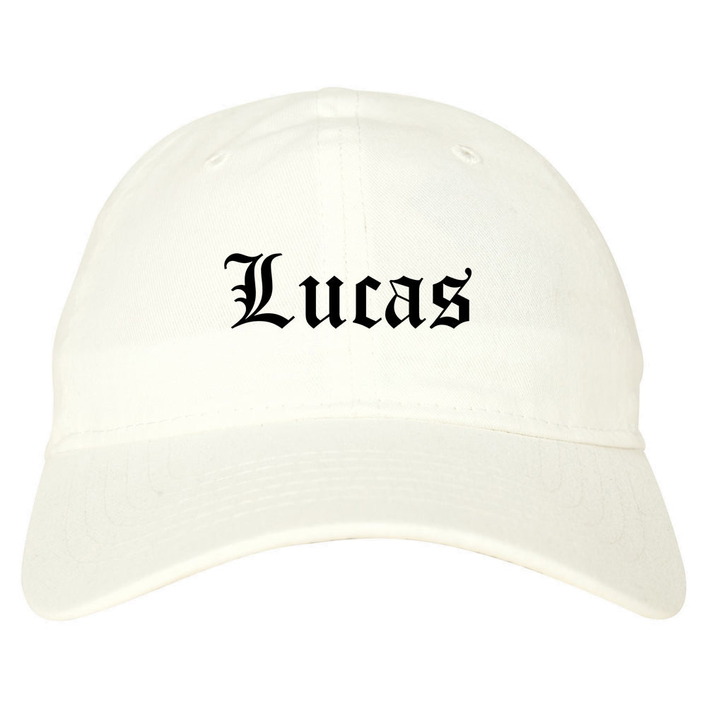 Lucas Texas TX Old English Mens Dad Hat Baseball Cap White
