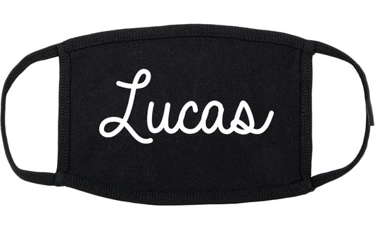Lucas Texas TX Script Cotton Face Mask Black