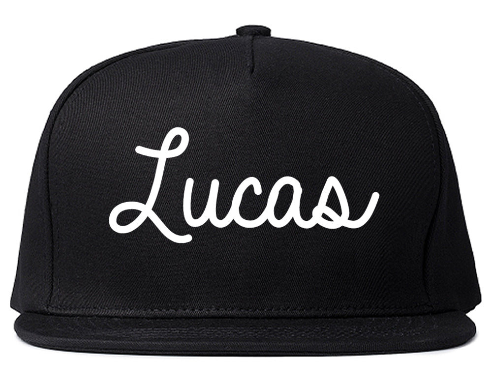 Lucas Texas TX Script Mens Snapback Hat Black