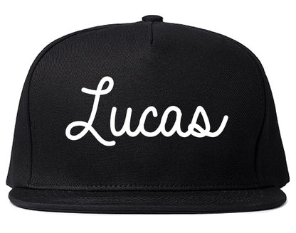 Lucas Texas TX Script Mens Snapback Hat Black