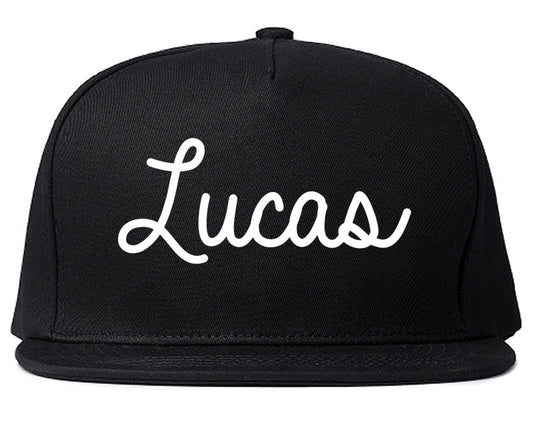 Lucas Texas TX Script Mens Snapback Hat Black