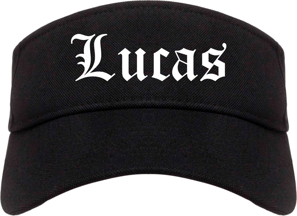 Lucas Texas TX Old English Mens Visor Cap Hat Black